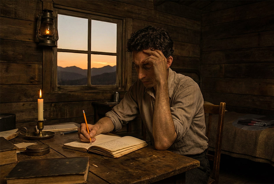 Wittgenstein at work in an isolated mountain hut  long before language games came to mind